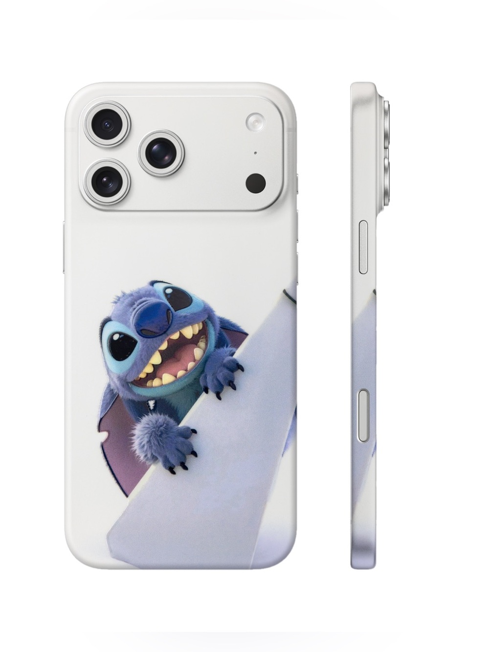 Cute Stitch Peekaboo Phone Skin White Cartoon Vinyl Decal for iPhone 3D Embossed
